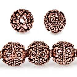 10mm Copper Bead Bead Roval Circle and Miligrain Triangle 8 inch 18 pcs - Beadsofcambay.com