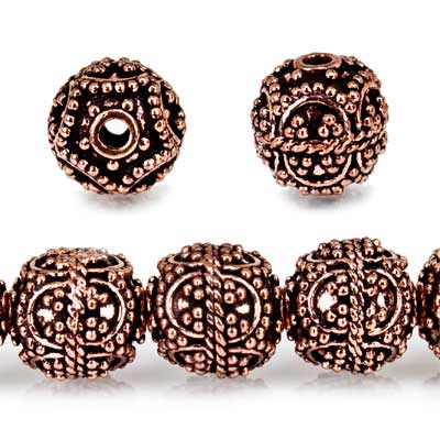 10mm Copper Bead Bead Roval Edwardian 8 inch 18 pcs - Beadsofcambay.com