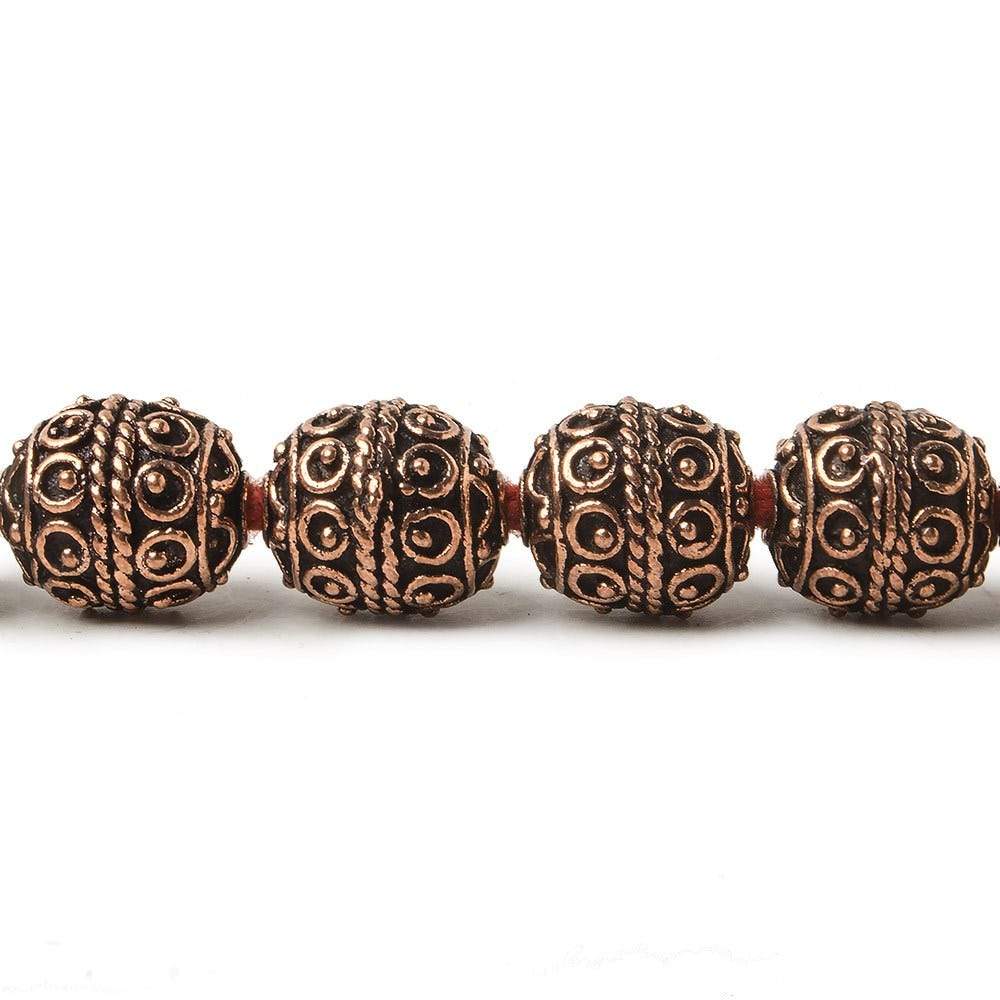 10mm Copper Bead Bead Roval Moroccan Circles 8 inch 18 pcs - Beadsofcambay.com