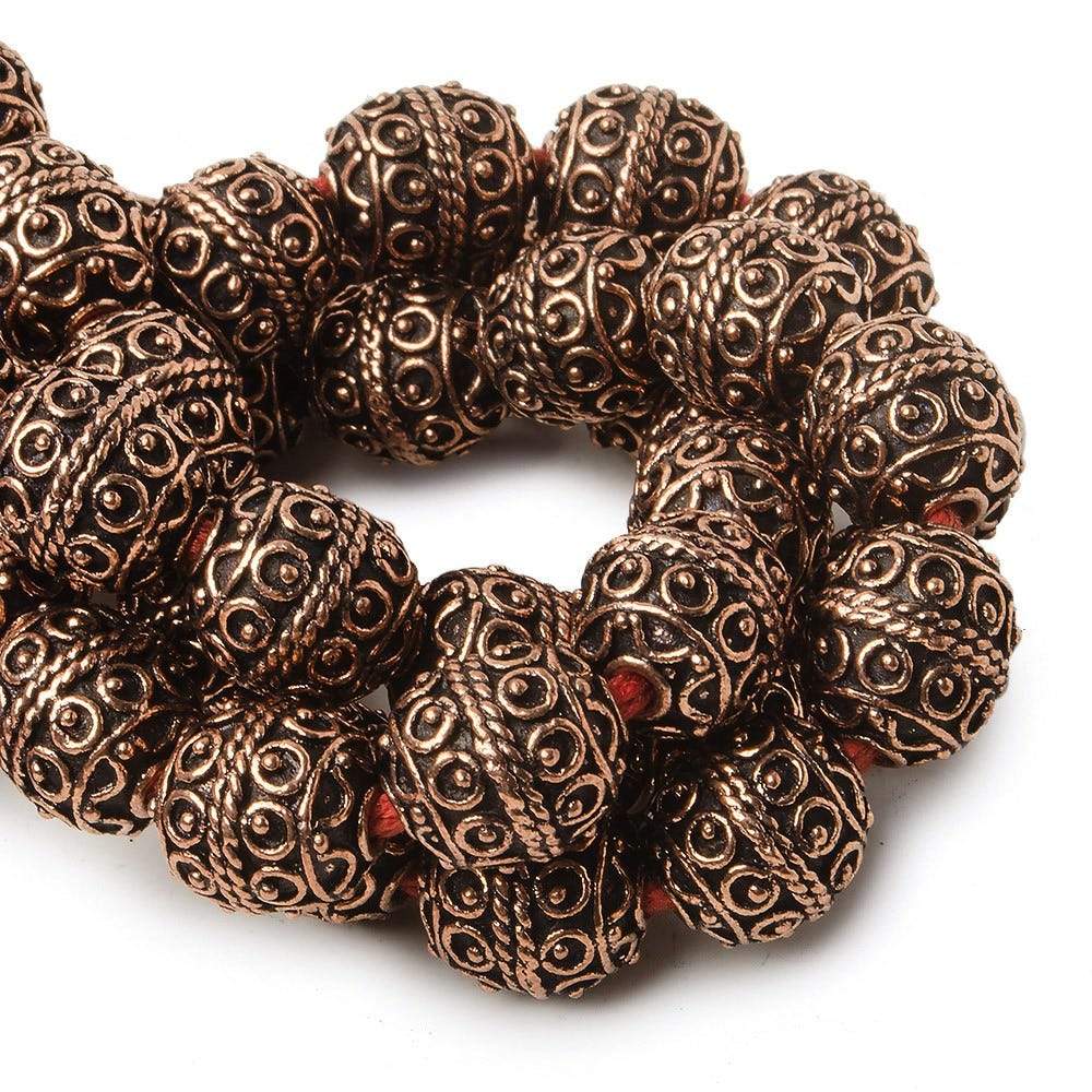 10mm Copper Bead Bead Roval Moroccan Circles 8 inch 18 pcs - Beadsofcambay.com