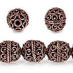 10mm Copper Bead Bead Roval Moroccan Circles 8 inch 18 pcs - Beadsofcambay.com