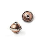 10mm Copper Bead Round with Sterling Silver Twisted Rope Edge 2 pieces - Beadsofcambay.com