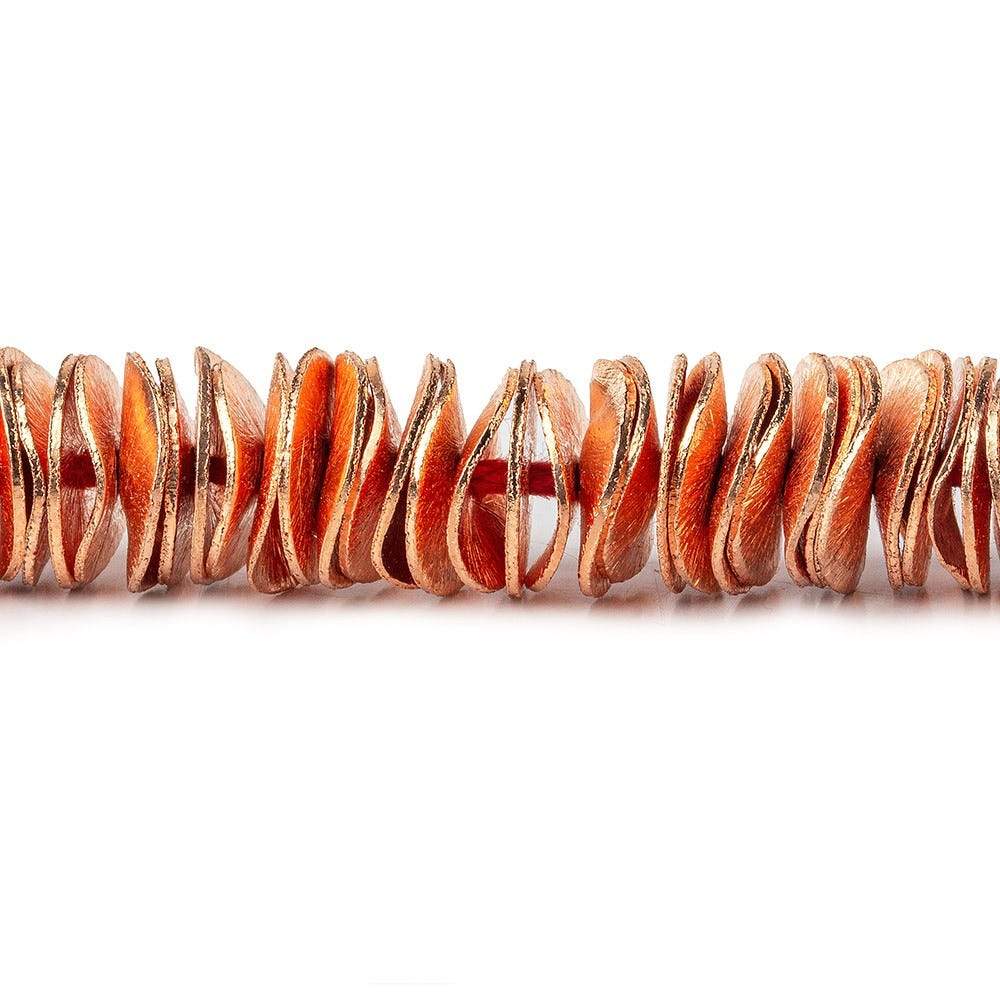 10mm Copper Bead Wavy Disc Brushed 8 inch 139 pcs - Beadsofcambay.com