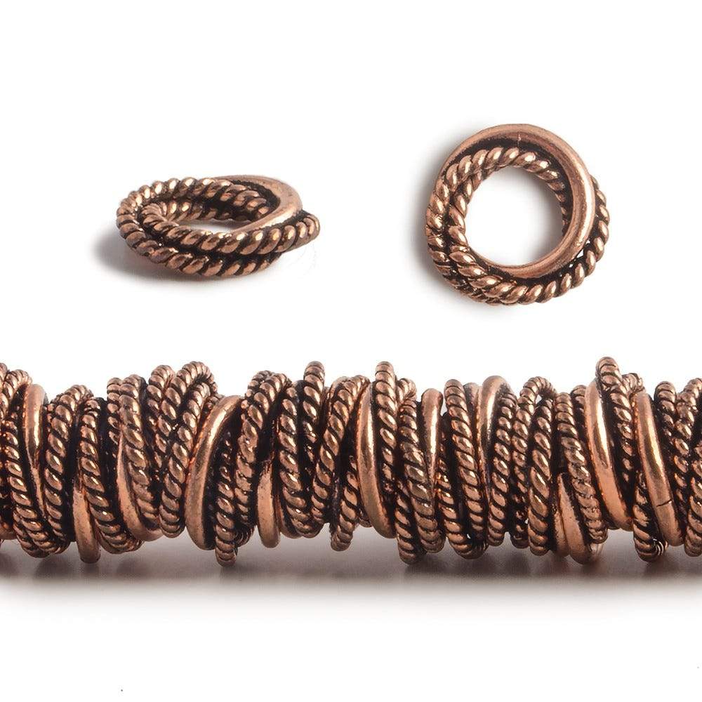 10mm Copper Jump ring Twist and Plain 8 inch 90 pcs - Beadsofcambay.com