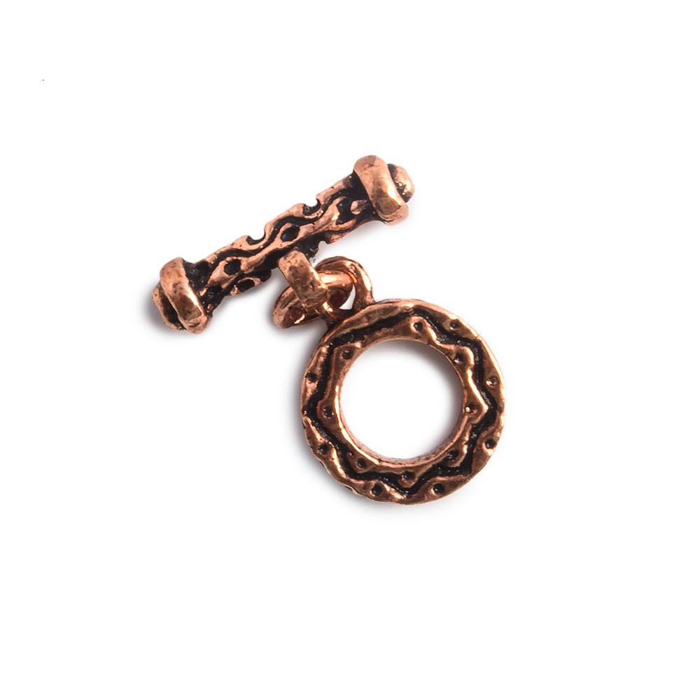10mm Copper Round Toggle, Antiqued Set of 5 - Beadsofcambay.com