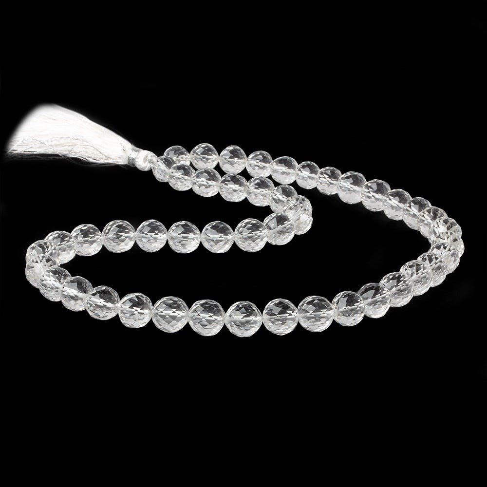 10mm Crystal Quartz Concave Faceted Round Beads 16 inch 43 pieces - Beadsofcambay.com