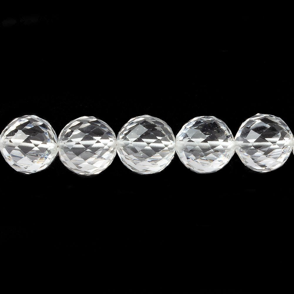 10mm Crystal Quartz Concave Faceted Round Beads 16 inch 43 pieces - Beadsofcambay.com