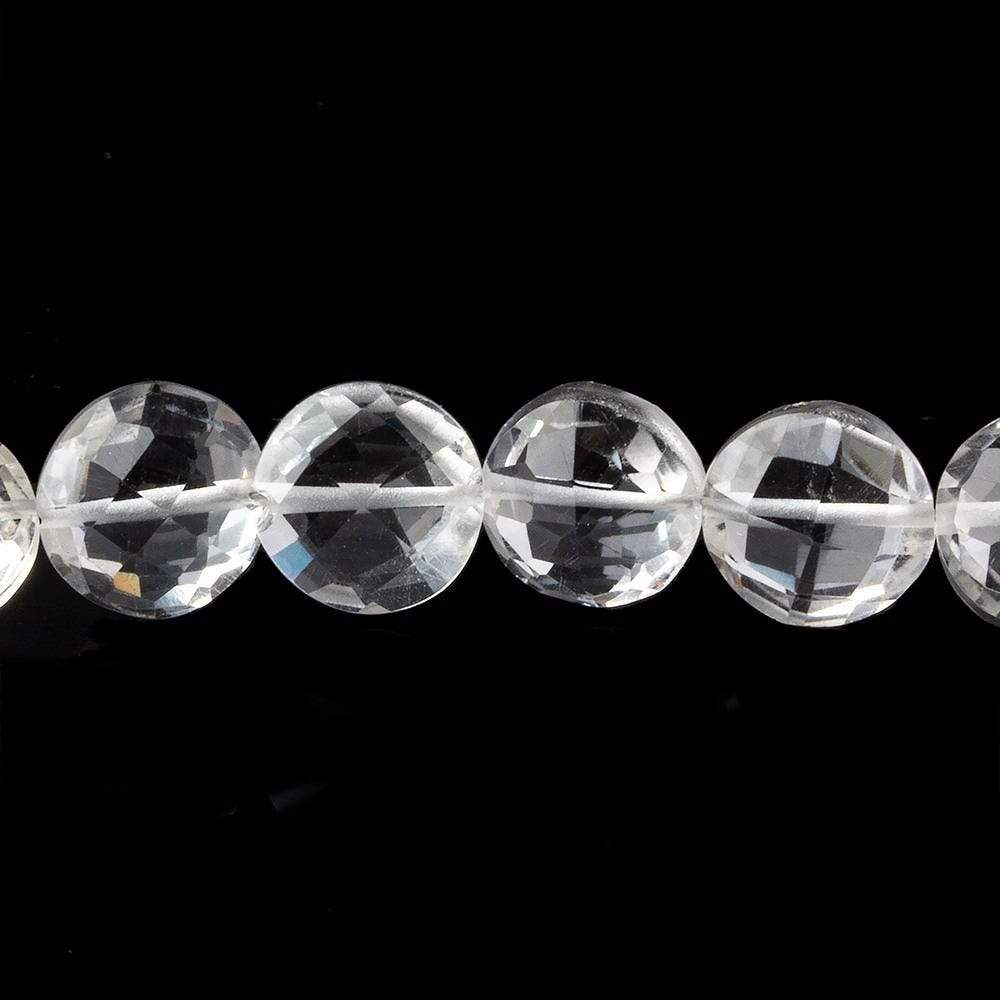 10mm Crystal Quartz Faceted Coin Beads 8 inch 20 pieces - Beadsofcambay.com