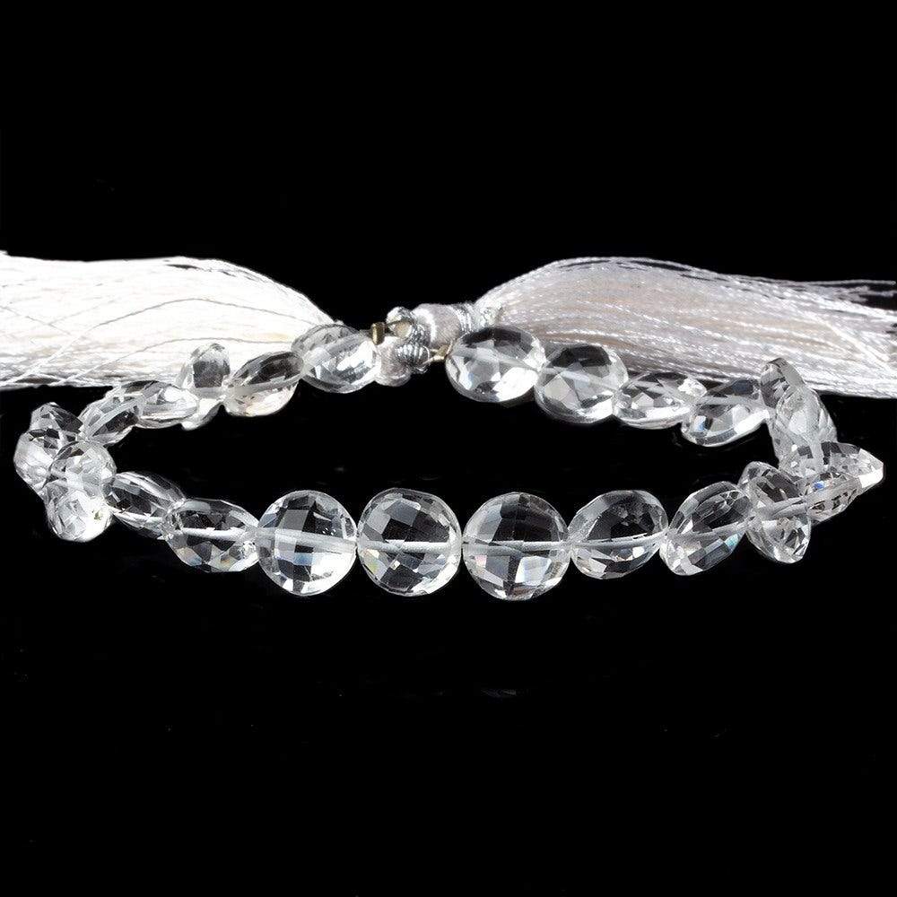 10mm Crystal Quartz Faceted Coin Beads 8 inch 20 pieces - Beadsofcambay.com