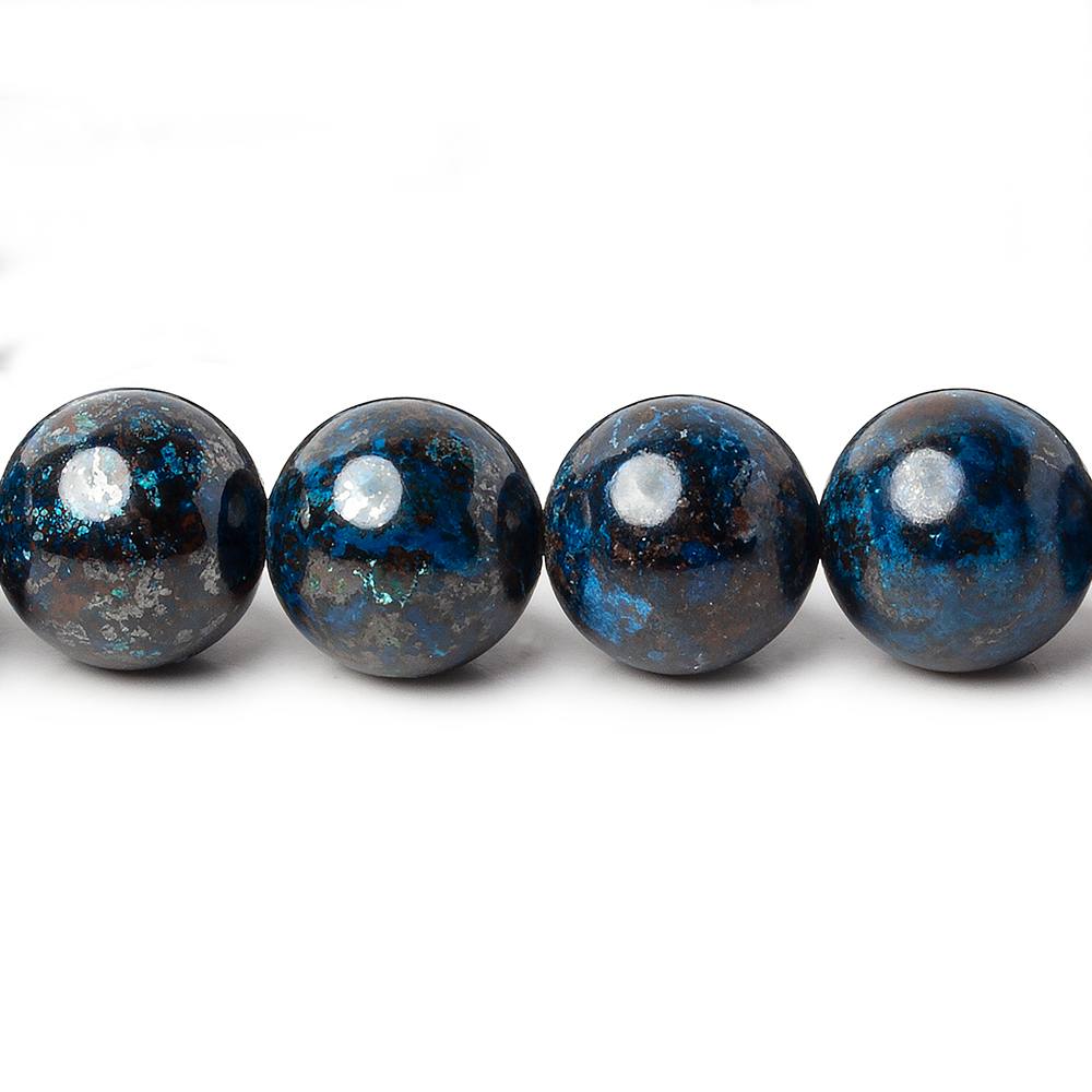 10mm Dark Chrysocolla Plain Rounds 16 inch 40 beads A - Beadsofcambay.com