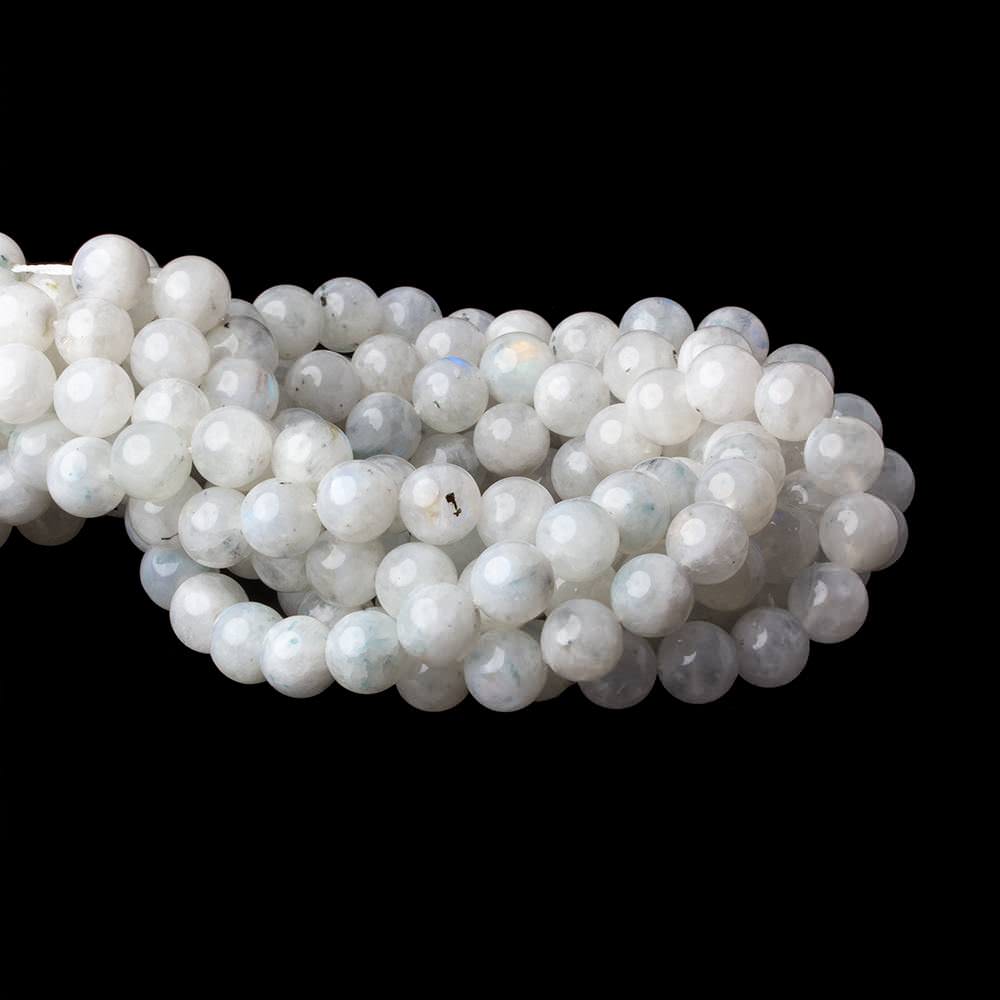10mm Dendritic Rainbow Moonstone plain rounds 16 inch 40 beads A - Beadsofcambay.com