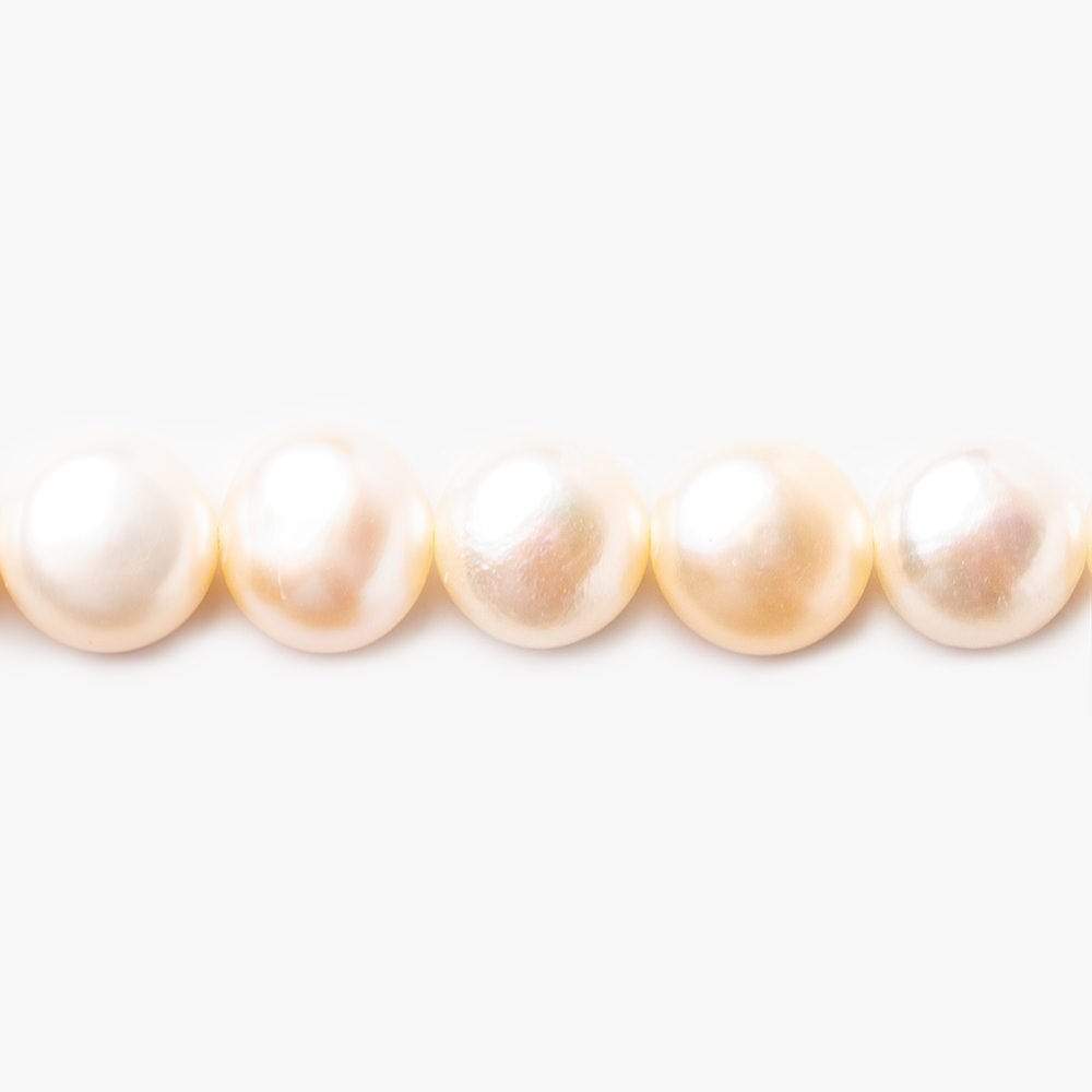 10mm Georgia Pale Peach Button Freshwater Pearls 15.5 inch 40 pieces - Beadsofcambay.com