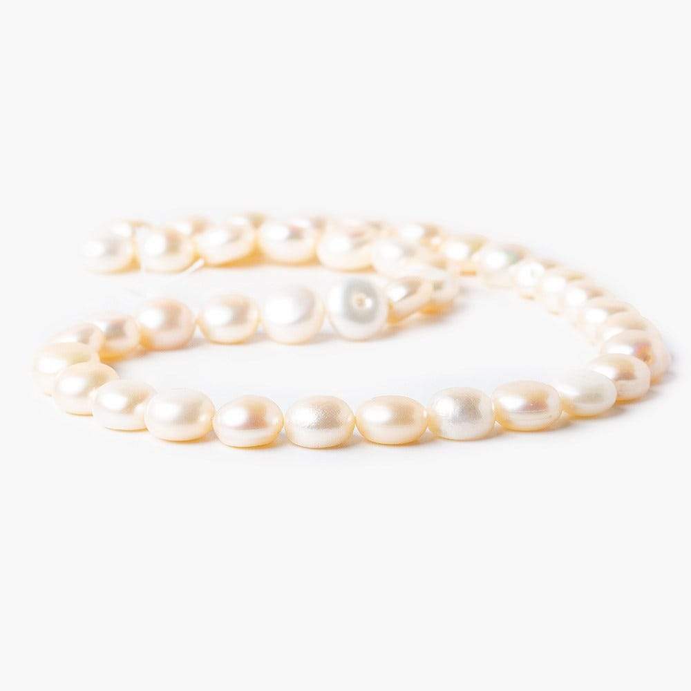 10mm Georgia Pale Peach Button Freshwater Pearls 15.5 inch 40 pieces - Beadsofcambay.com