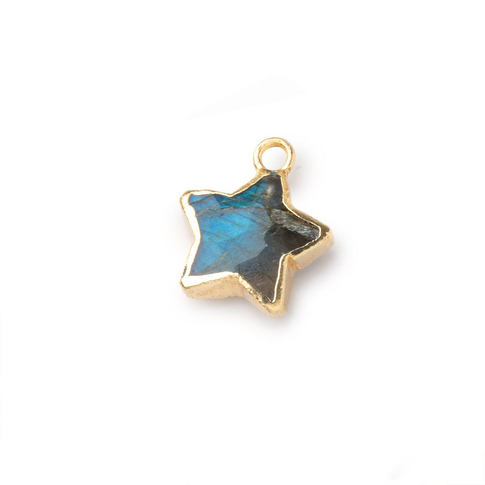 10-11mm Gold Leafed Labradorite Faceted Star Focal Pendant 1 piece - Beadsofcambay.com
