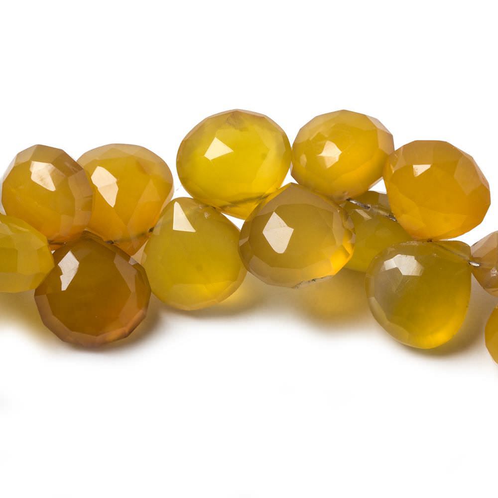 10mm Golden Yellow Chalcedony Faceted Heart Beads 8 inch 48 pieces - Beadsofcambay.com