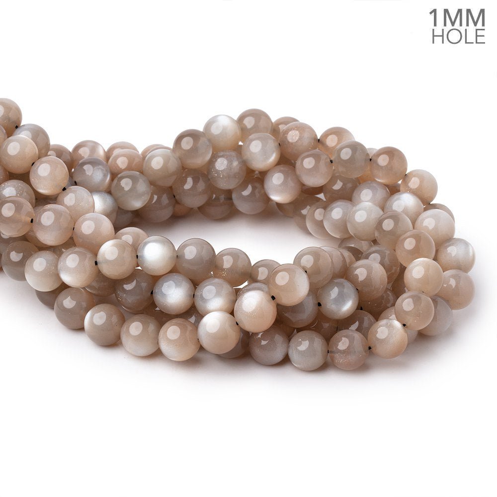 10mm Greige Moonstone Plain Round Beads 15.5 inch 39 pieces AAA 1mm Hole - Beadsofcambay.com