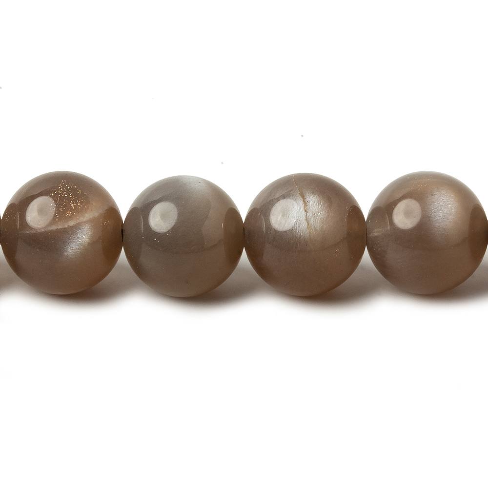 10mm Grey & Brown Moonstone Plain Rounds 16 inch 41 beads AA - Beadsofcambay.com
