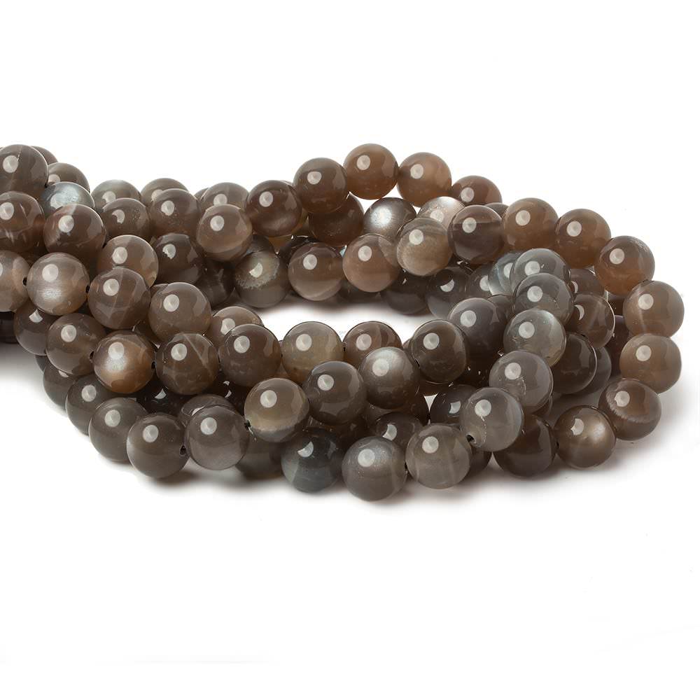 10mm Grey & Brown Moonstone Plain Rounds 16 inch 41 beads AA - Beadsofcambay.com