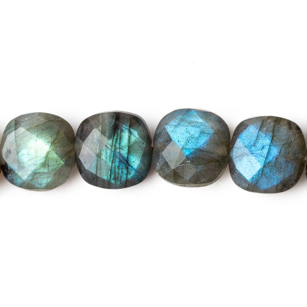 10mm Labradorite faceted pillows 8.5 inch 20 beads A - Beadsofcambay.com