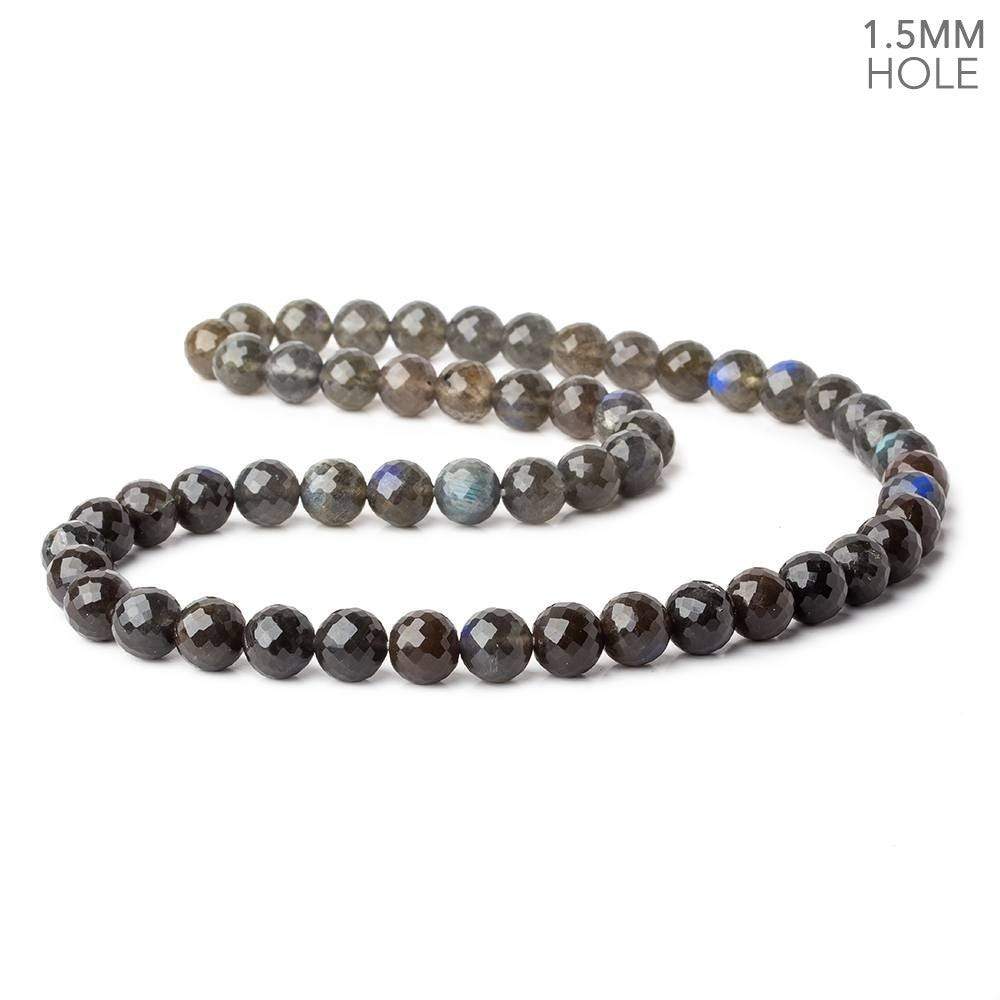 10mm Labradorite faceted rounds 20 inch 54 large hole beads A - Beadsofcambay.com