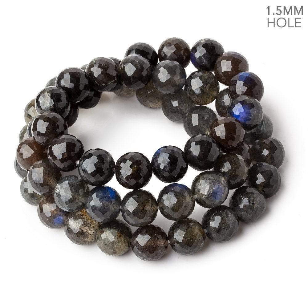 10mm Labradorite faceted rounds 20 inch 54 large hole beads A - Beadsofcambay.com