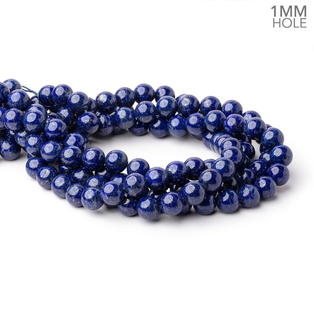 10mm Lapis Lazuli Plain Round Beads 16 inch 40 pieces 1mm Hole - Beadsofcambay.com