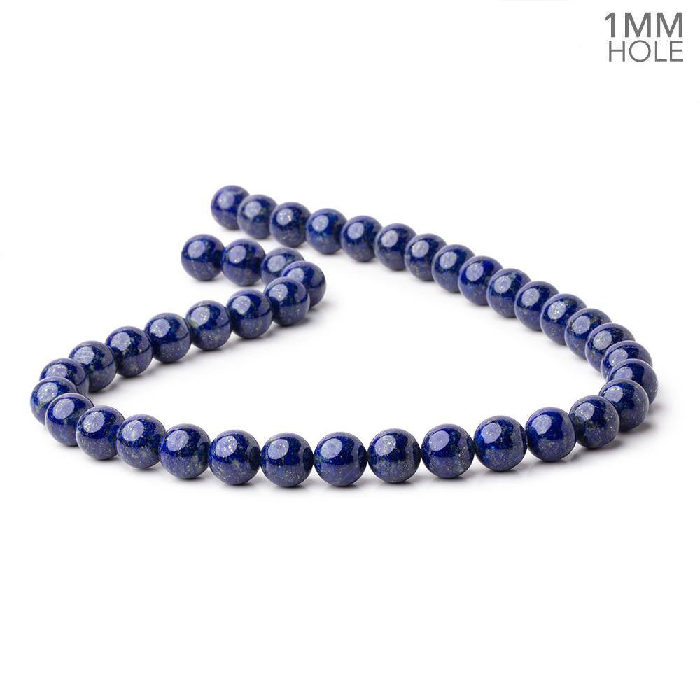 10mm Lapis Lazuli Plain Round Beads 16 inch 40 pieces 1mm Hole - Beadsofcambay.com