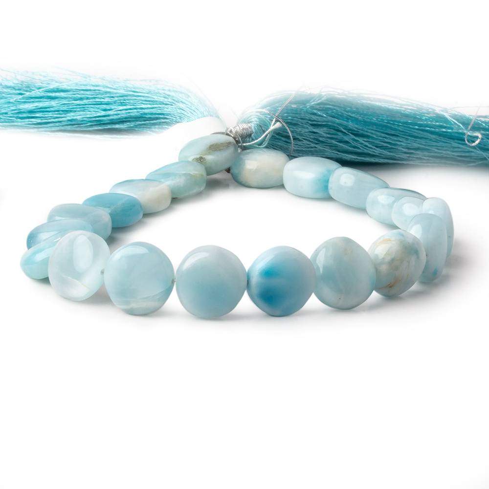 10mm Larimar plain coin beads 8 inch 19 pieces AA Grade - Beadsofcambay.com