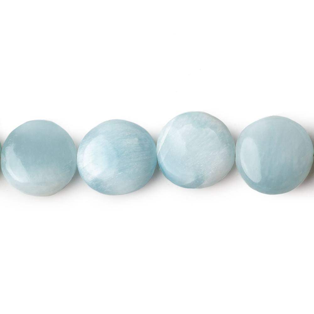 10mm Larimar plain coin beads 8 inch 19 pieces AA Grade - Beadsofcambay.com