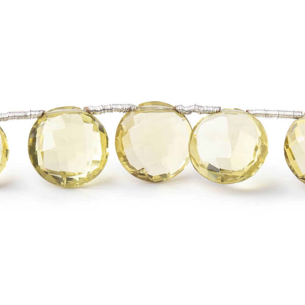 10mm Lemon Quartz Top Drilled Faceted Coin Beads 7 inch 15 pieces - Beadsofcambay.com