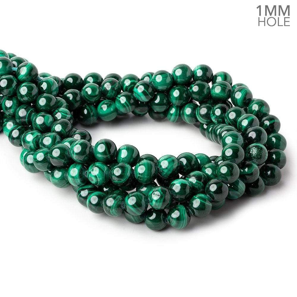 10mm Malachite plain round large hole beads 16 inch 41 pieces A - Beadsofcambay.com