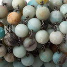10mm Matte Amazonite plain round Black Gold Chain by the foot 18 pcs - Beadsofcambay.com