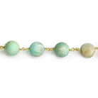 10mm Matte Multi Color Amazonite plain round Gold Chain by the foot 19 pieces - Beadsofcambay.com