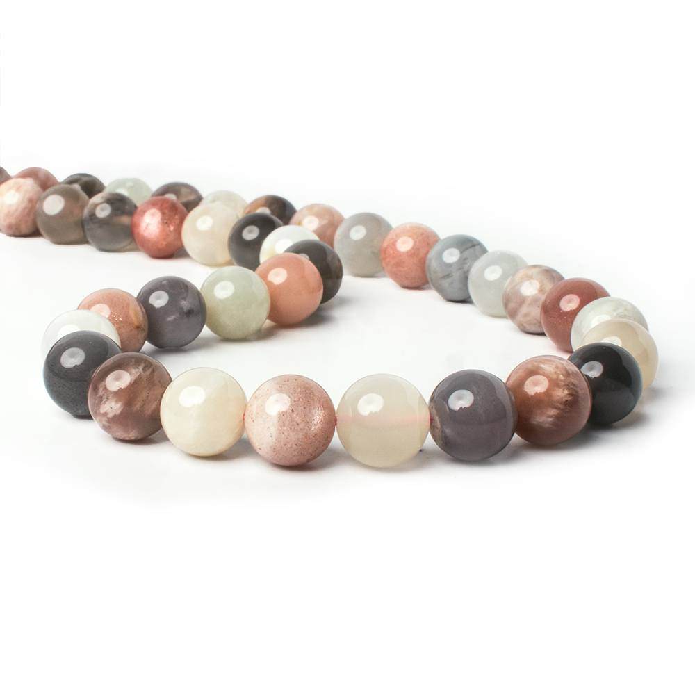 10mm Multi-color Moonstone plain round beads 16 inch 41 pieces AA Grade - Beadsofcambay.com