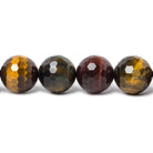 10mm Multi-Color Tiger's Eye Faceted Round Beads 15 inch 40 pieces - Beadsofcambay.com