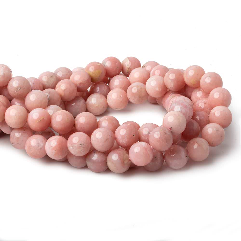 10mm Pink Peruvian Opal plain rounds 16 inch 41 beads AA - Beadsofcambay.com