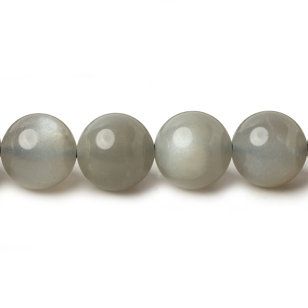 10mm Platinum Grey Moonstone Plain Rounds 16 inch 41 beads AA - Beadsofcambay.com