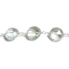 10mm Prasiolite faceted coin .925 Silver Chain by the foot 19 pieces - Beadsofcambay.com