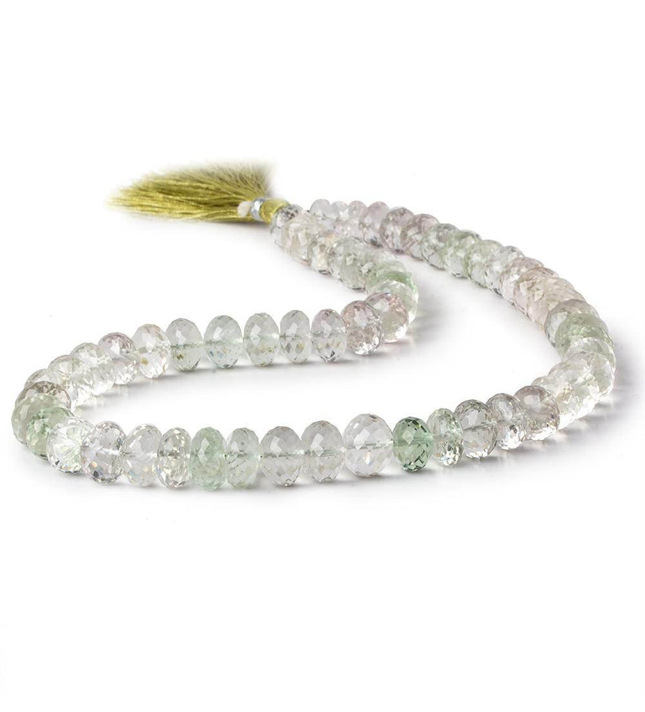 10mm Prasiolite Faceted Rondelles 16 inch 59 beads AA Grade - Beadsofcambay.com