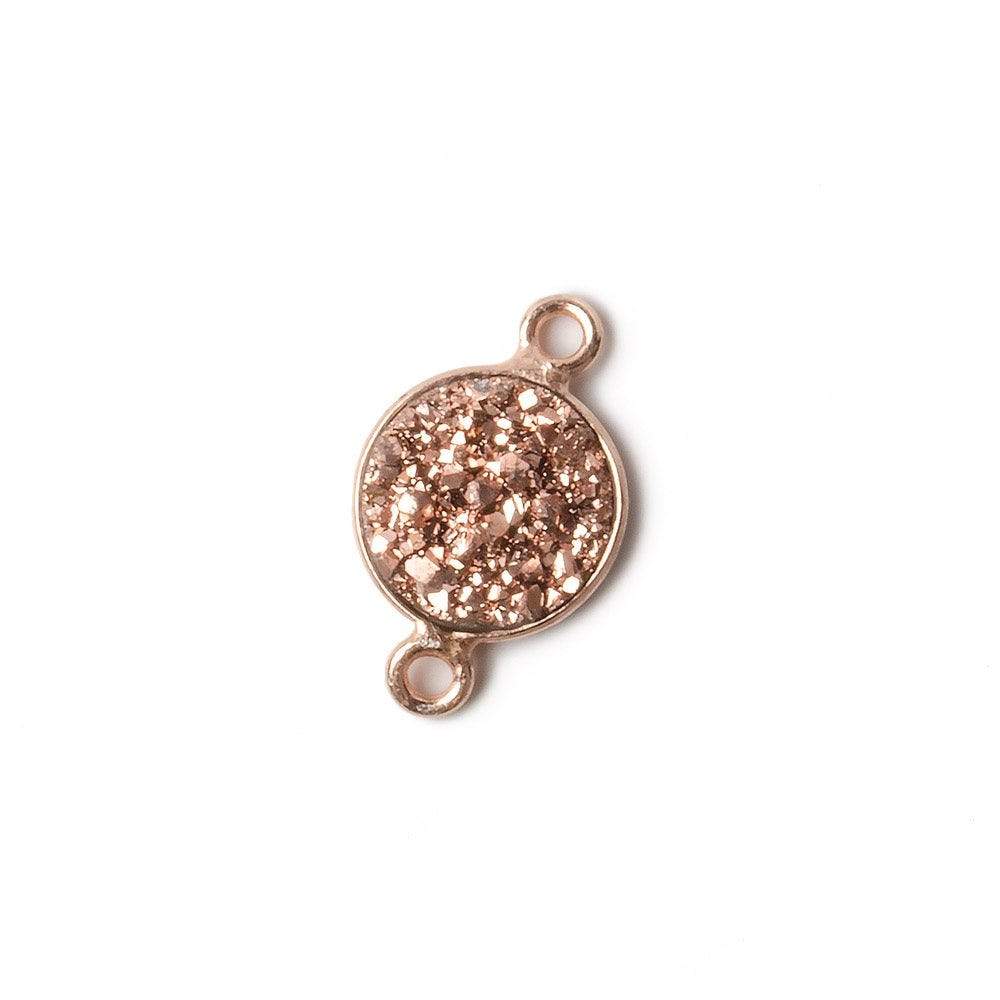10mm Rose Gold Bezel Metallic Rose Drusy Coin Connector 1 piece - Beadsofcambay.com