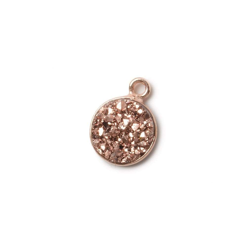 10mm Rose Gold Bezel Metallic Rose Drusy Coin Pendant 1 piece - Beadsofcambay.com