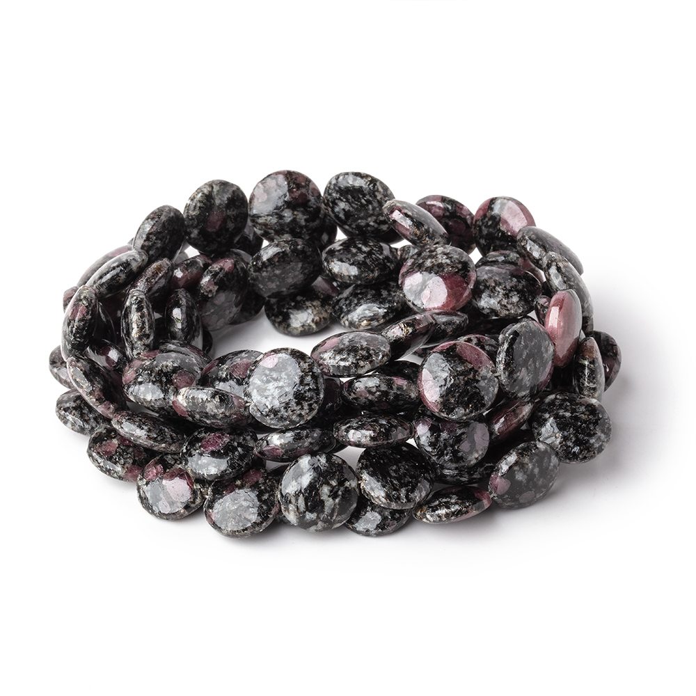 10mm Ruby Red Spinel in Biotite Plain Coin Beads 18 inch 47 pieces - Beadsofcambay.com