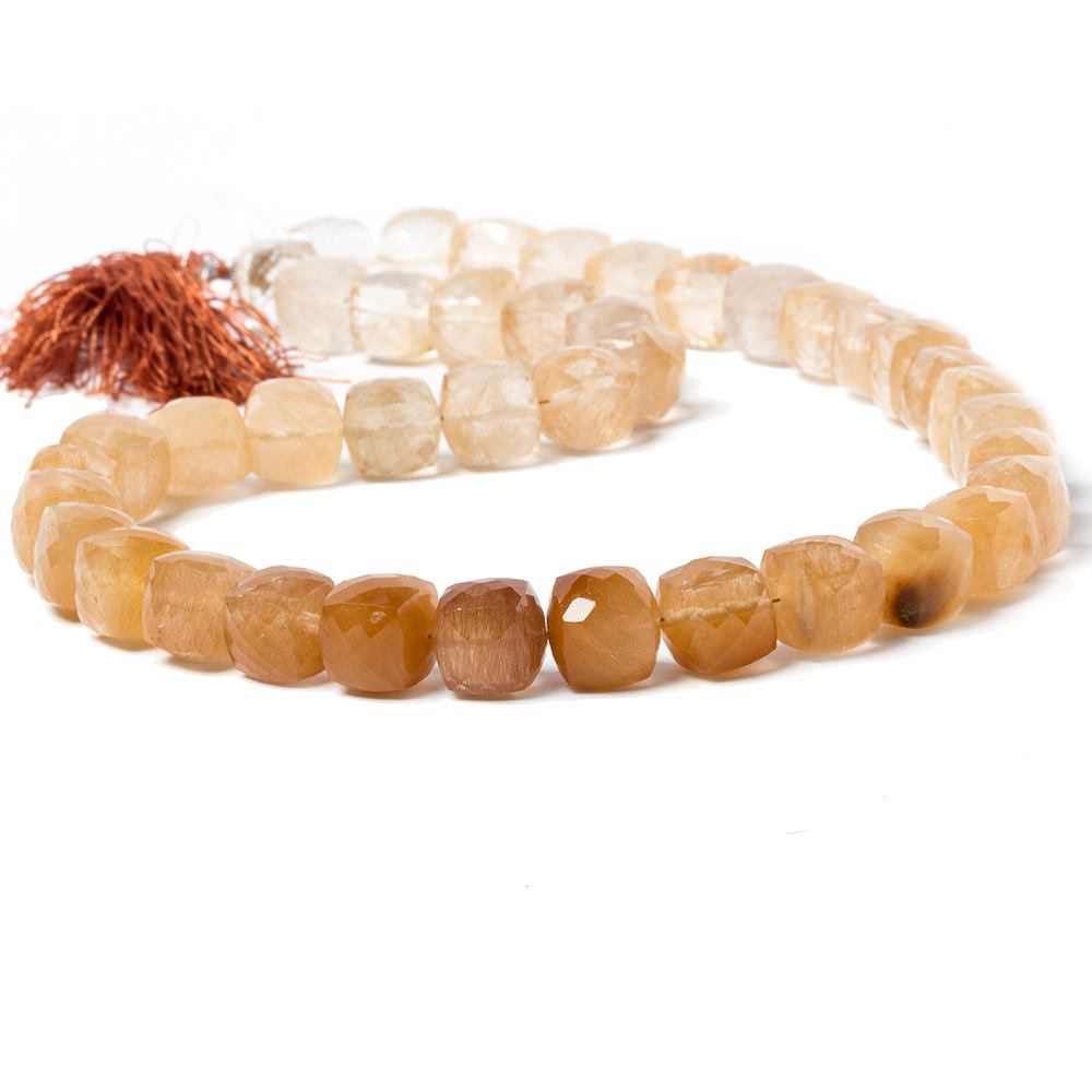 10mm Rutilated Quartz Faceted Cube Beads 16 inch 41 pieces - Beadsofcambay.com