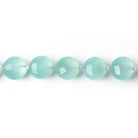 10mm Sea Blue Chalcedony faceted coin beads 8 inch 12 pieces A - Beadsofcambay.com