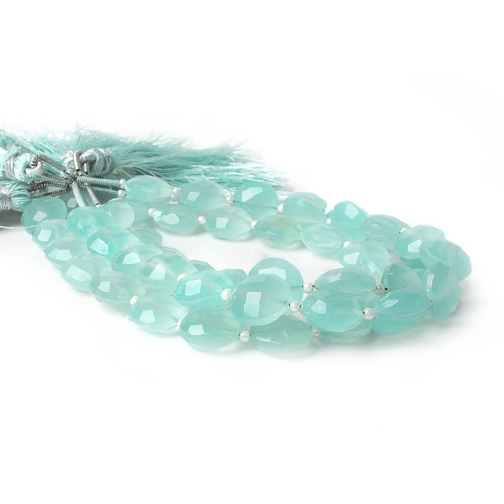 10mm Sea Blue Chalcedony faceted coin beads 8 inch 12 pieces A - Beadsofcambay.com