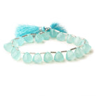 10mm Seafoam Blue Chalcedony top drilled faceted trillions 9 inch 20 beads - Beadsofcambay.com