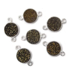 10mm Silver .925 Bezel Metallic Bronze Drusy Coin Connector 1 piece - Beadsofcambay.com