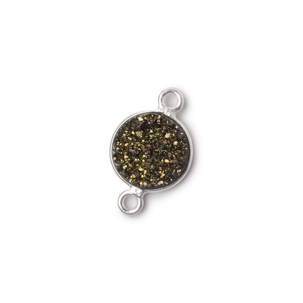 10mm Silver .925 Bezel Metallic Bronze Drusy Coin Connector 1 piece - Beadsofcambay.com