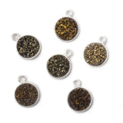 10mm Silver .925 Bezel Metallic Bronze Drusy Coin Pendant 1 piece - Beadsofcambay.com