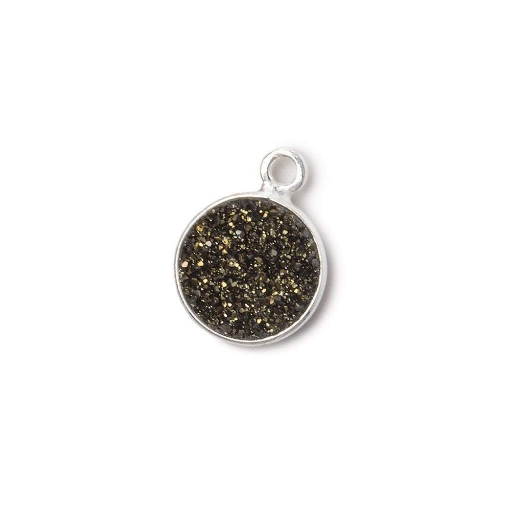 10mm Silver .925 Bezel Metallic Bronze Drusy Coin Pendant 1 piece - Beadsofcambay.com